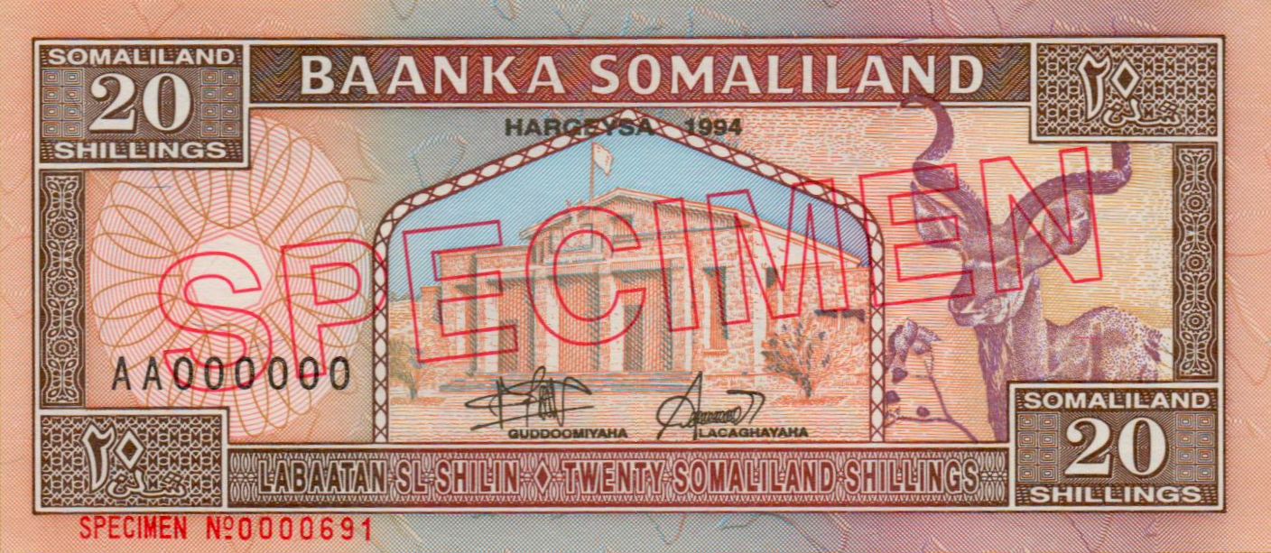 Somaliland 20 1994 UNC P-3/as [Specimen]